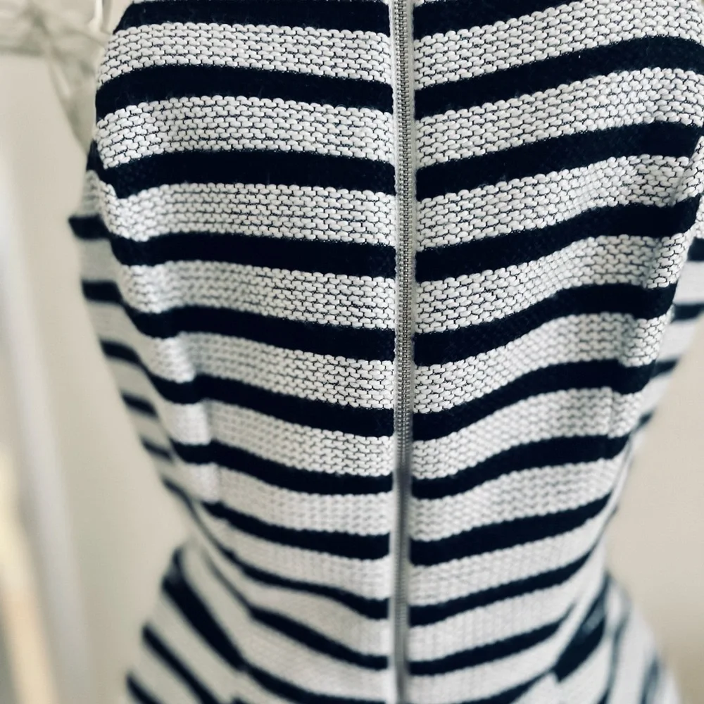 Express Black and White Tweed Pleated zipper front Dress with pockets!!! - Picture 4 of 17